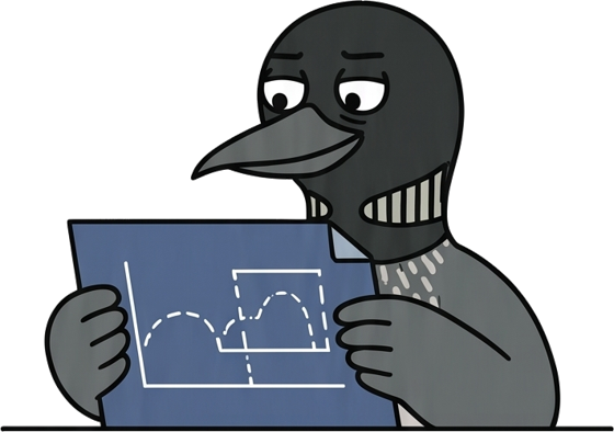 Loo the loon studying a rate chart